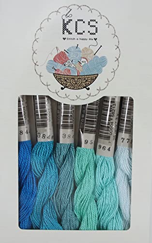 KCS 162 Yards(150 Meters) Mercerized Pearl Cotton Crochet Needlepoint Thread,Size 5,6 skeins,Mixed Color 06 - color: 6color06, size: 6 skeins