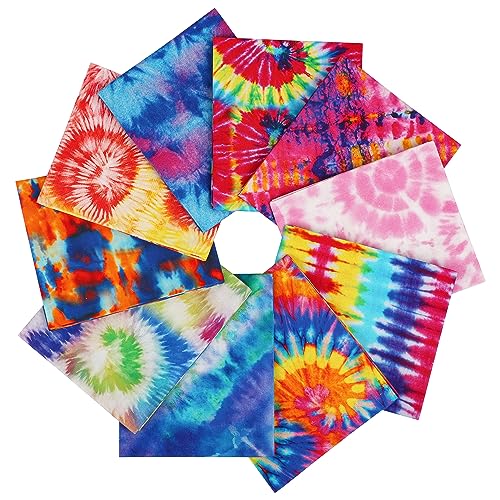 Craftido -25 Options- 100% Cotton Quilting Fabric Bundles 10pcs Fat Quarters 18”x21”-Medium Weight 5.2 oz- Soft Cotton for Quilting, Sewing Project, Patchwork, DIY Crafts - TIE DYE - color: Tie Dye