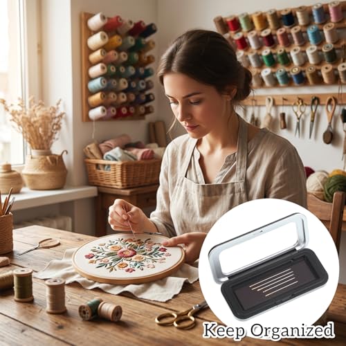 Magnetic Needle Holder Case with Clear Acrylic Lid, Strong Magnetic Sewing Pin Storage Case with Visible Lid Sewing Needle Organizer Box for Sewings Quilting Paper Clips
