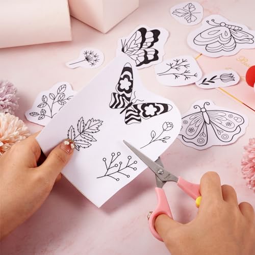 Magibeads 64 Patterns Butterfly Flower Water Soluble Embroidery Patterns Spring Theme Stick and Stitch Transfer Embroidery Paper for Adult Beginners Hand Sewing Starter Kit - color: Flower & Butterfly #2