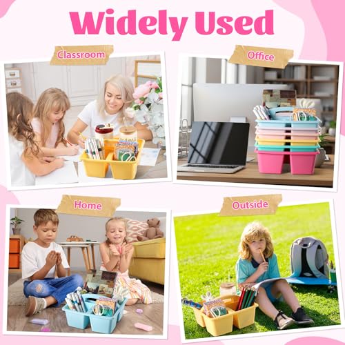 6 Pack Plastic Classroom Organizer Caddy with Handle, Pastel - color: Pastel