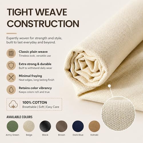 Wildarms 100% Cotton Canvas Fabric by The Yard - 59" Wide 12oz(per Linear Yard) Medium-Heavy Duck Canvas for Sewing DIY, Tote Bags, Upholstery & Embroidery (Beige, 1-Yard Pre-Cut Piece) - color: Beige, size: 1-Yard Pre-Cut (Non-Continuous)