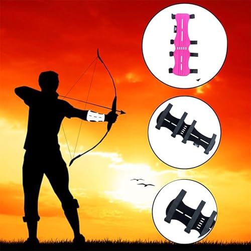 Hunt & Seek Fabric Archery Arm Guard 4 Hook-and-Loop Adjustable Straps Hunting Arm Guard Forearm Wrist Protector Archery Bracer Adult Unisex - color: Pink