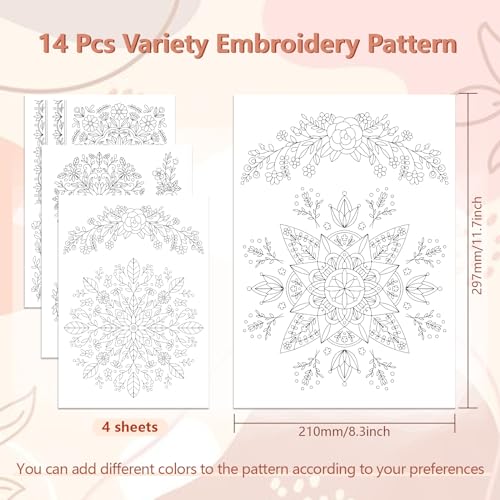 Peacoblue Mandala Flower Stick and Stitch Embroidery Patterns - color: Mandala Flower
