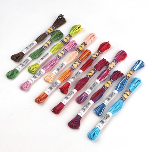 12 Skeins Variegated Mercerized Egyptian Cotton Gradient Color for Embroidery Floss Cross Stitch Threads Friendship Bracelets Floss Craft Floss (12 Colors Set E) - color: 12 colors set E