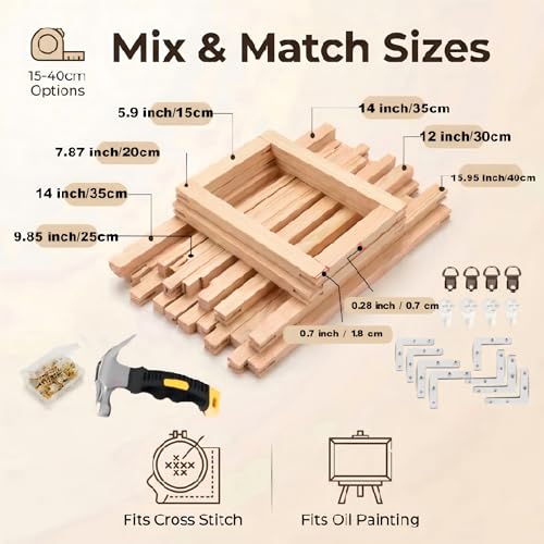 12Pcs Wooden Needlepoint Stretcher Bars for Embroidery Canvas Art Crafts
