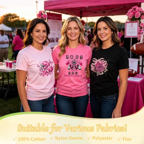 20 Pcs Breast Cancer Awareness Iron on Transfers for T-Shirts Pink Football - color: Pink Football