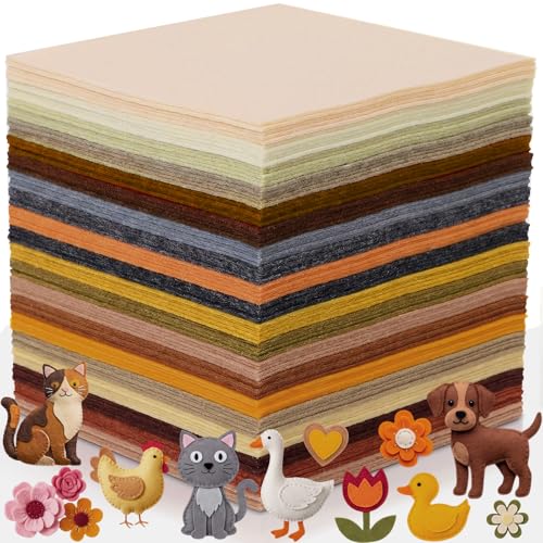 Tegeme 100 Pcs 8 x 12 Inches Felt Sheet for Craft Thin, Brown Series - color: Brown Series