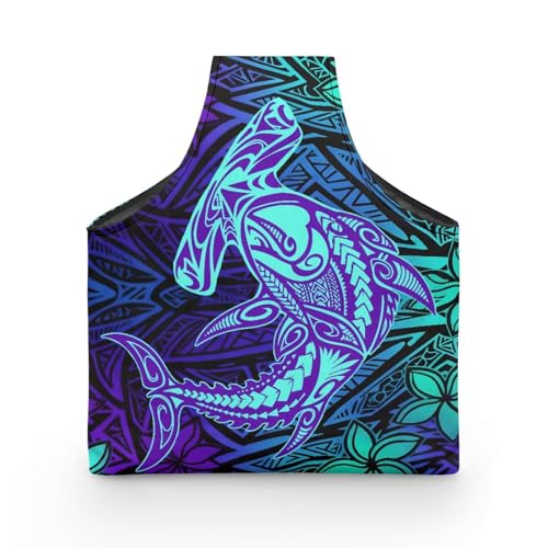 Polynesian Tribal Puletasi Yarn Tote Knitting Crochet Project Bag - color: Polynesian Tribal Puletasi Print, size: L-18.5x14x2.4in