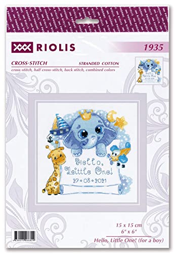 RIOLIS 1935 Hello, Little One! Boy Counted Cross Stitch Kit 6 x 6 in - style: Hello, Little One! (for a boy) 1935