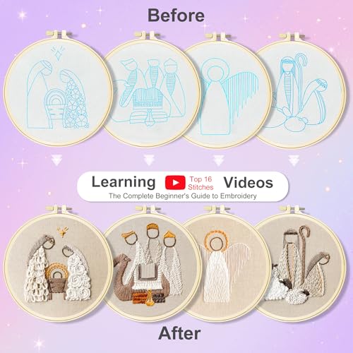 Huacan Embroidery Kit for Beginners with Tutorial Video & Gift Box - color: CXTZ-152