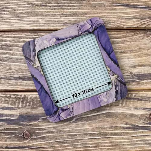 Magnetic Embroidery Hoop Medium – 4"x4" Inner Size, Square Wooden Hoop for Perforated Paper & Plastic Canvas, Amethyst Purple | FLMP-019 - color: Amethyst