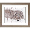 Dimensions Wolf in Snow Cross Stitch Kit, 14 Count White Aida Cloth, 14" x 14"