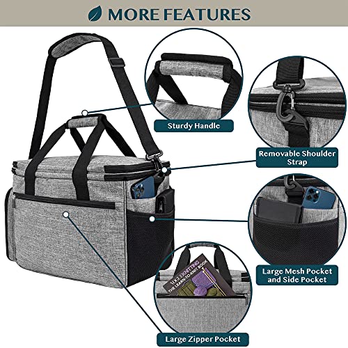 PAVILIA Large Knitting Yarn Storage Bag Crochet Organizer for Knitter, Grey - color: Heather Grey