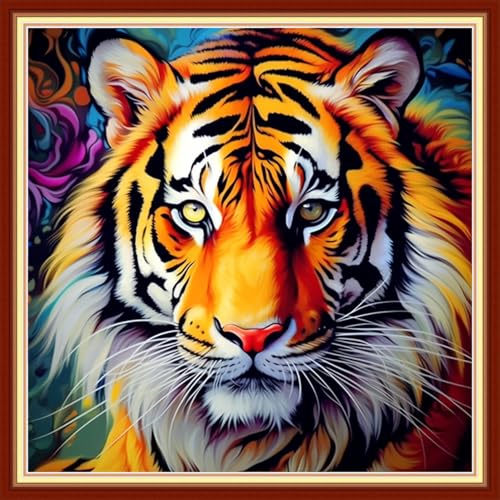 Artvxeay Stamped Cross Stitch Kits - Embroidery Kits for Beginners Cross Stitch Kits for Adults 11 CT Printed Patterns Needlepoint Kits-King of Tiger Forest 18x18 inch - color: King of Tiger Forest 18x18 inch