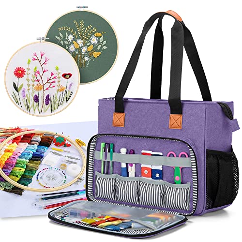 LUXJA Embroidery Project Carrying Bag, Purple - color: Purple