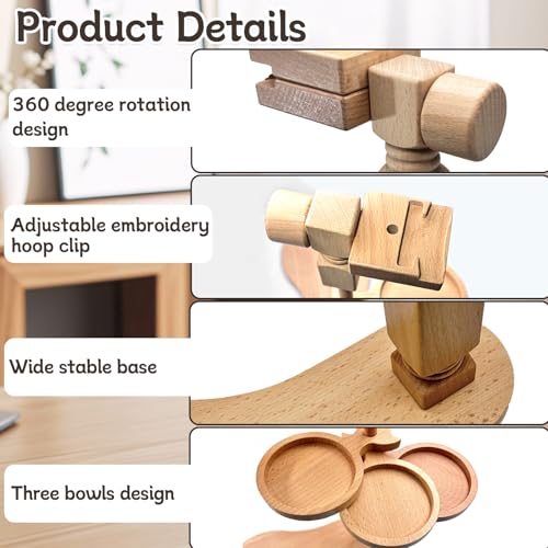 Biaungdo Adjustable Rotated Embroidery Hoop Stand with 5 Pack 5 Sizes