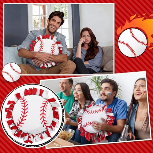 Weysat 6 Sets Baseball Tied Pillow Craft Kit DIY Orange Red White Baseball Shaped Pillow Craft Gifts with PP Cotton for Sports Theme Party Game Day Room Decor VBS School Favors Classroom Giveaways - style: Baseball