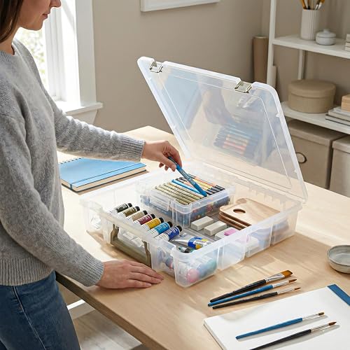 ArtBin Super Satchel 1-Compartment Craft Storage Box, Clear - color: Gold, size: 1 Pack