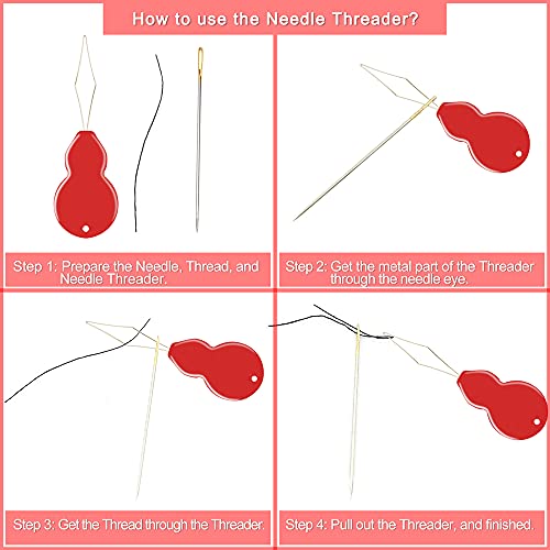 JollMono 35PCS Stainless Steel Large Eye Hand Sewing Needles, 7 Sizes with Threaders for Leather Embroidery Crafts - color: 35 pack