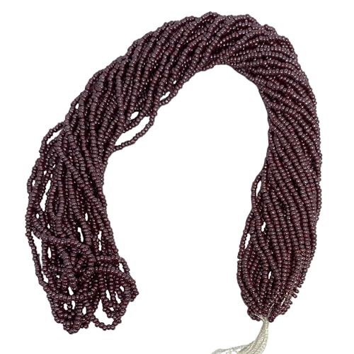 11/0 Glass Seed Beads, 12 String Hanks, Small Craft Beads, 2 mm (Bright Plum) - color: Bright Plum