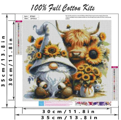 DYAIANGMU Gnome Stamped Cross Stitch Kit for Adults 13.7x13.7 inches - color: red-80