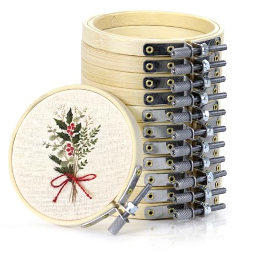 3 Inch 12Pcs Mini Embroidery Hoops, Small Round Hoop Rings, for Cross Stitch - style: 3IN/8CM
