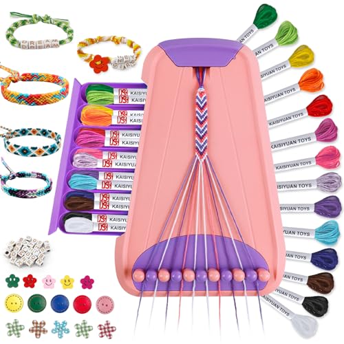 Maynacs Friendship Bracelet Making Kit for Girls 8-12, 28 Pre-Cut Threads - color: Pink/Purple