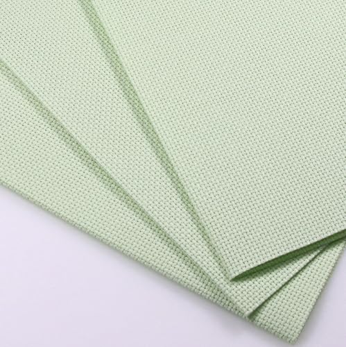 KCS 3 pc of 12" x 18"(30cmx45cm) Counted Cotton Aida Cloth Cross Stitch Fabric (Light Green,14CT) - color: Light Green, size: 14CT