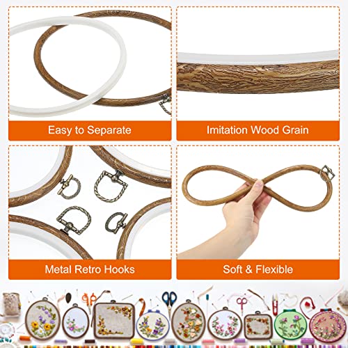 PATIKIL 5 Pieces 10 Inch Embroidery Hoops Frame Round Imitated Wood Circle Cross Stitch Hoop Ring for Embroidery Art Craft Handy Sewing Decoration - size: 10 Inch