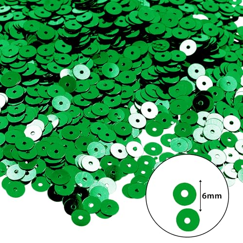 Mandala Crafts 6mm Flat Round Dark Green Sequins for Sewing Embroidery - color: Dark Green, size: 6mm Flat Sequins