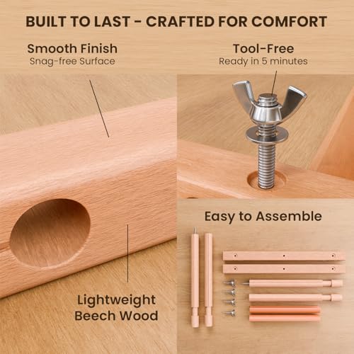 Easy Assembly Cross Stitch Frame - Tool Free Embroidery Frame (18" x 11.1") Needlework Supplies for Embroidery - Scroll Frames for Cross Stitching - Professional Grade Wood Needlepoint Frame