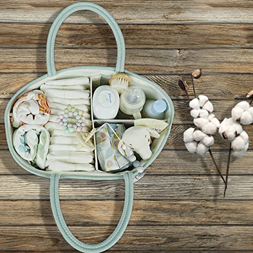 XUANGUO Large Cotton Rope Baby Diaper Caddy Organizer Basket Light Green - color: light green, size: Large