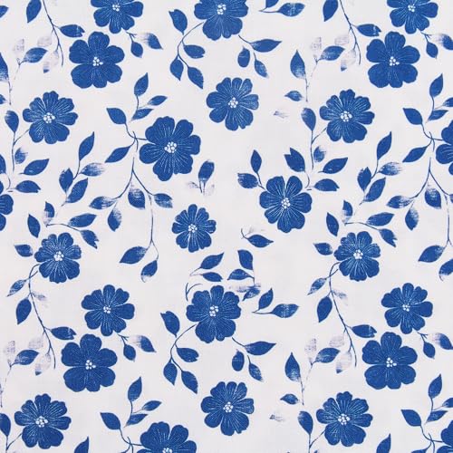Threadart Vintage Blue Flower Cotton Quilting Fabric - 3 Yard Cut - color: Blue Flower, size: 3 YARD