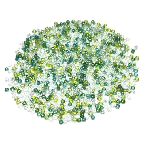 GLRXMX 2100Pcs Glass Beads 2mm Round Seed Beads for Jewelry Making - color: Green