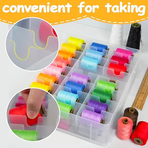KASTUN Thread Storage,Double Sided,46 Grids Sewing Organizer,Portable, Transparent, Sewing Thread Storage Case