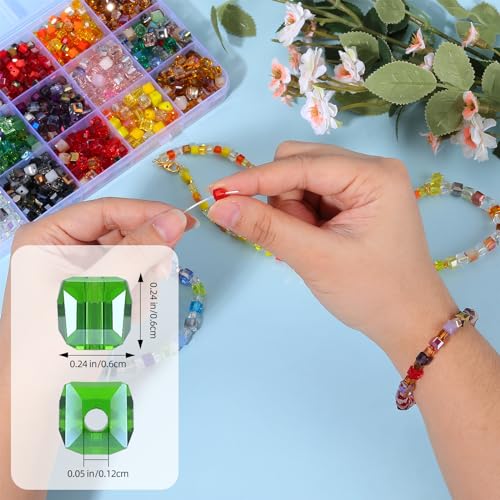 BEEFLYING 4mm Crystal Glass Spacer Beads for Bracelets, Green 200 Pcs - color: Green, size: 6mm