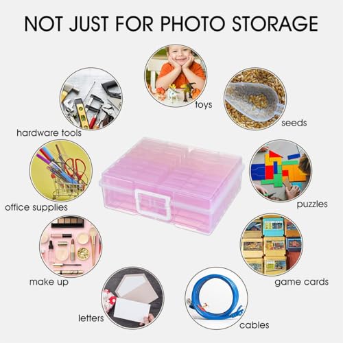 4" x 6" Plastic Photo Storage Case with 16 Inner Pink Small Boxes - color: Gradation Pink