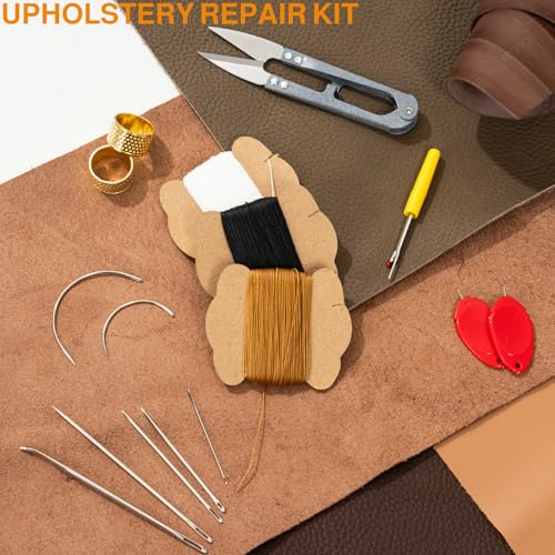 Upholstery Repair Kit, Bonded Round Waxed Thread Set with Sewing Needles