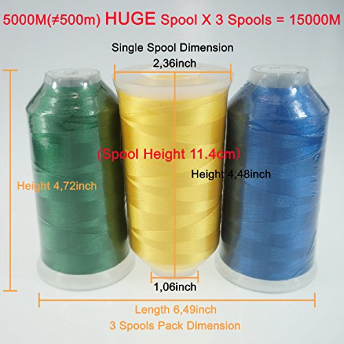 New brothread Huge Spools Embroidery Machine Thread -Basic Colors 2 - color: 3xBASIC COLOR 2