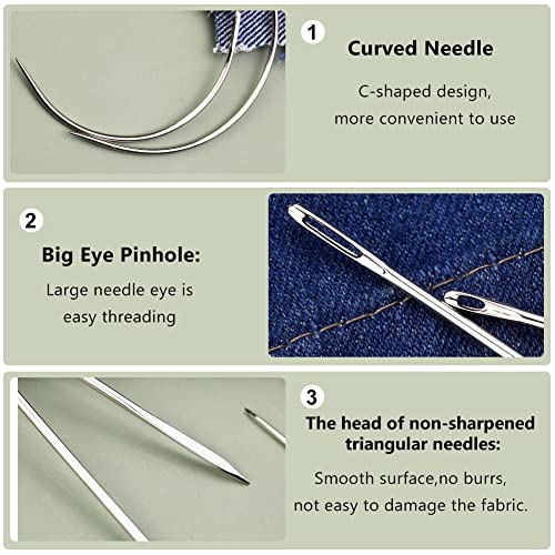 Veroave Sewing Needles, 9 PCS Curved Needle, Upholstery Needle - size: 9PCS
