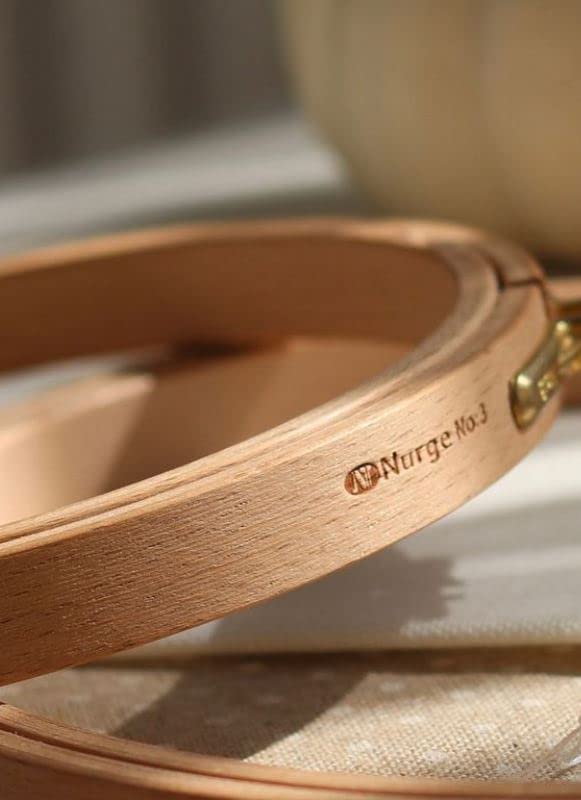 Nurge Premium Quality Beech Wood Embroidery Hoop, Cross Stitch Hoop with Gold Plated Adjustable Brass Screw for DIY Projects Ideal for Crafters,Beginners & Professionals - 5.12" Diameter & 0.31" Thick - size: 5.12" / 130mm Dia