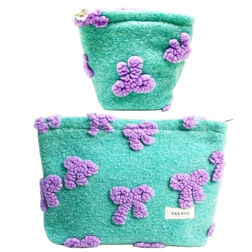 getgto 2 Pcs Makeup Bags, Large Cosmetic Bag Travel Toiletry Bag - color: Girly green