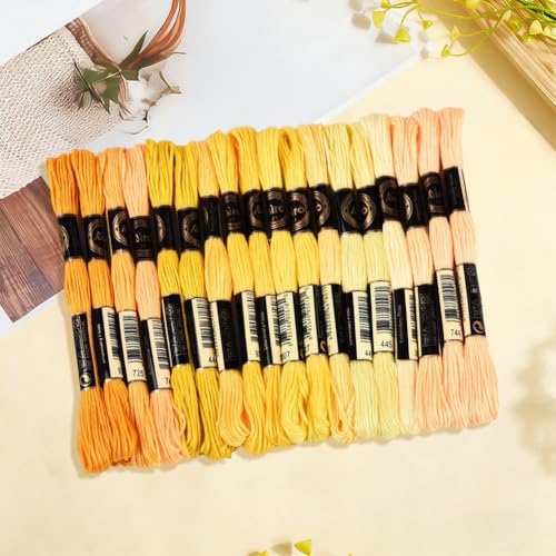 18 Skeins 157.5 Yards Gold Variegated Embroidery Floss Thread 6 Ply Srings Friendship Bracelet Craft Polyester Cross Stitch Threads String for Sewing Making Knitting Clothes Stitching DIY - color: Gold