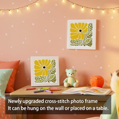 Flower Stamped Cross Stitch Kits for Adults Beginners with Wooden Frame - color: Sunflower Cross Stitch with Frame