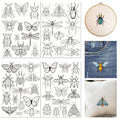 51Pcs Water Soluble Embroidery Designs Insect Embroidery Patterns Butterfly Bee Insect Theme Stick and Stitch Wash Away Transfer Paper Stabilizers for Hand Sewing Beginners 11.7 x 8.3 Inch - color: Insects