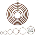 12 Pcs Embroidery Hoops Kits 6 Size Imitated Wood Embroidery Frames DIY Cross Stitch Circle Rubber Hoops Embroidery Needlepoint Supplies for Hand Sewing & Craft Projects Wall Display, 3.7In to 9.7In