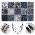 15 Color Glass Seed Tube Bugle Beads Bracelet Jewelry Making Kit,Black - color: black