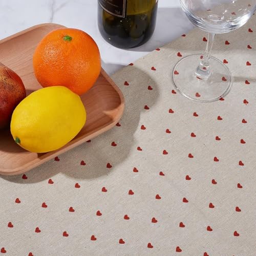 1.09 Yards 37 Inch Red Heart Linen Fabric Washable Mini Love Hearts Flaxen Upholstery Linens Quilting Cloth Fabrics for Sewing Making Clothing Tablecloth Bag Cushion DIY Craft Supply - size: 1580MM, style: Heart