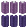 Purple Thread for Sewing, 6 Spools of 1000 Yards Polyester Quilting Thread - color: Purple+DarkPurple